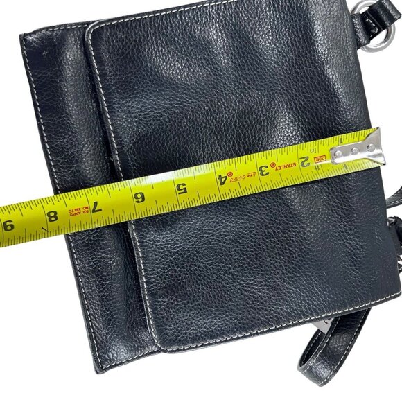 Vtg Tignanello Crossbody Bag Brown Pebbled Leather Purse Zip Magnet Stitching - Picture 9 of 11